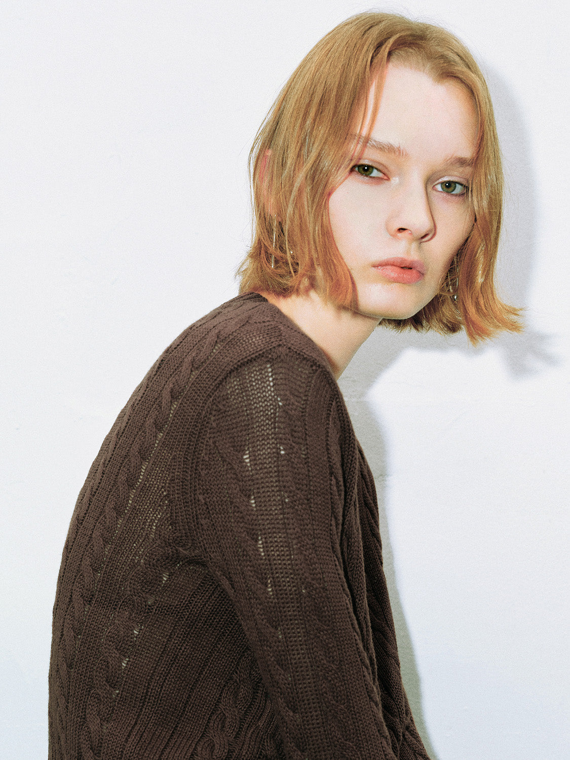 Striped Crew Neck Knitted Cardigan