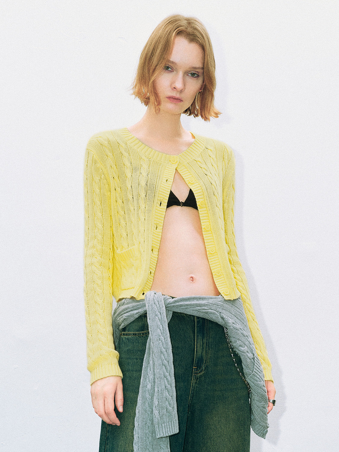 Striped Crew Neck Knitted Cardigan