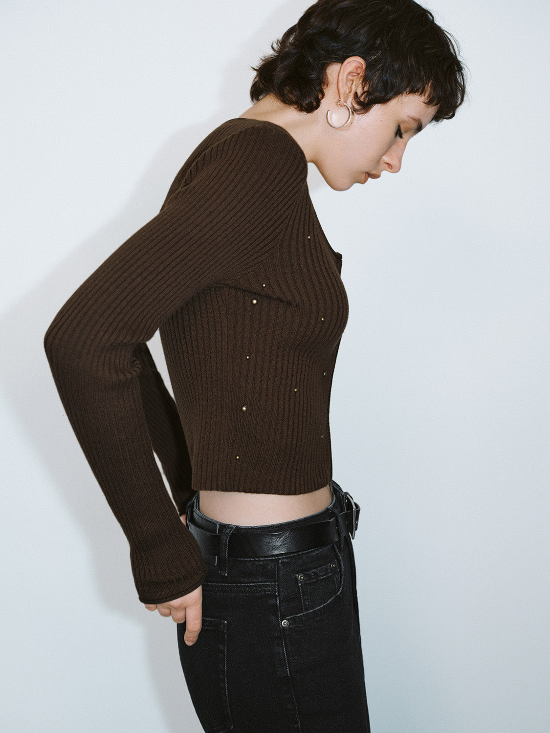Zipper Front Skinny Knitted Cardigan