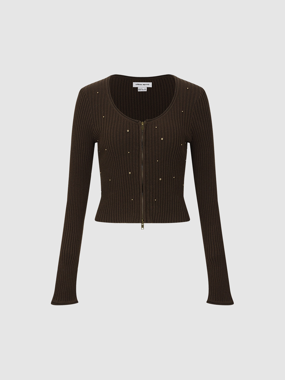 Zipper Front Skinny Knitted Cardigan