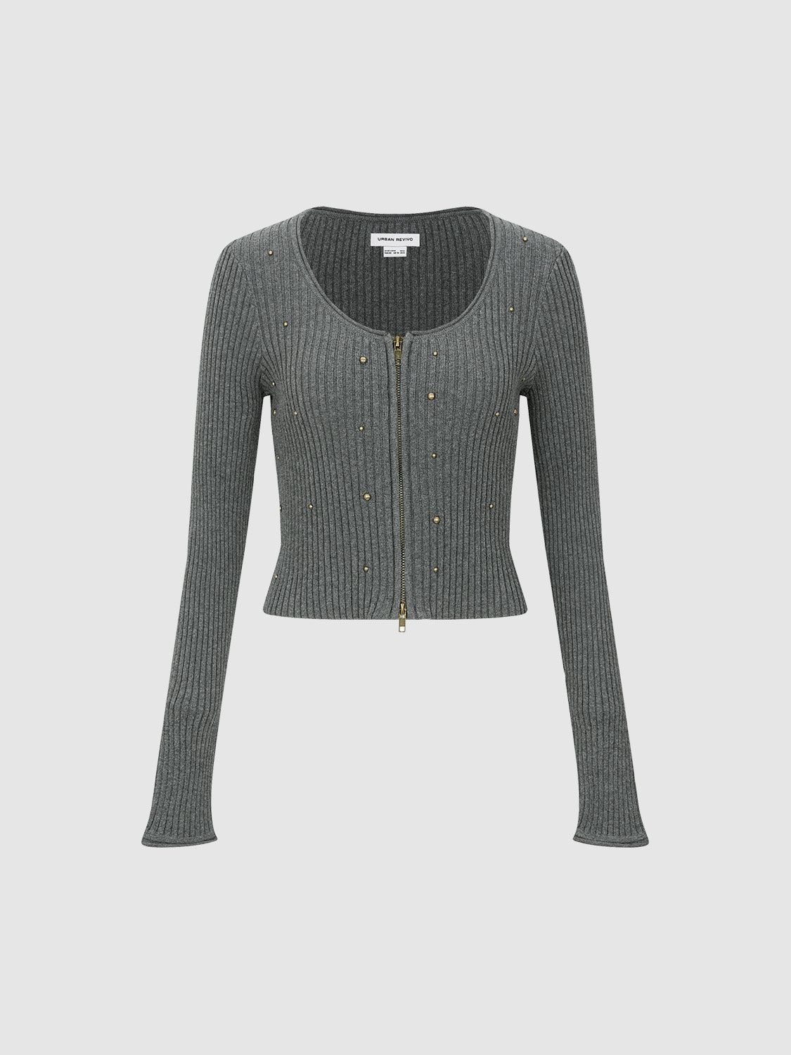 Zipper Front Skinny Knitted Cardigan