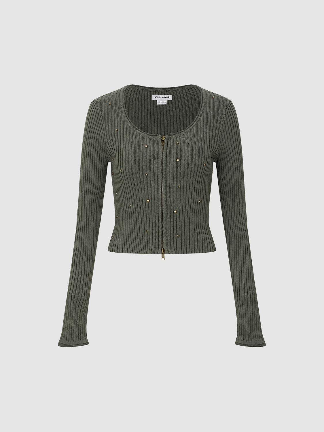Zipper Front Skinny Knitted Cardigan