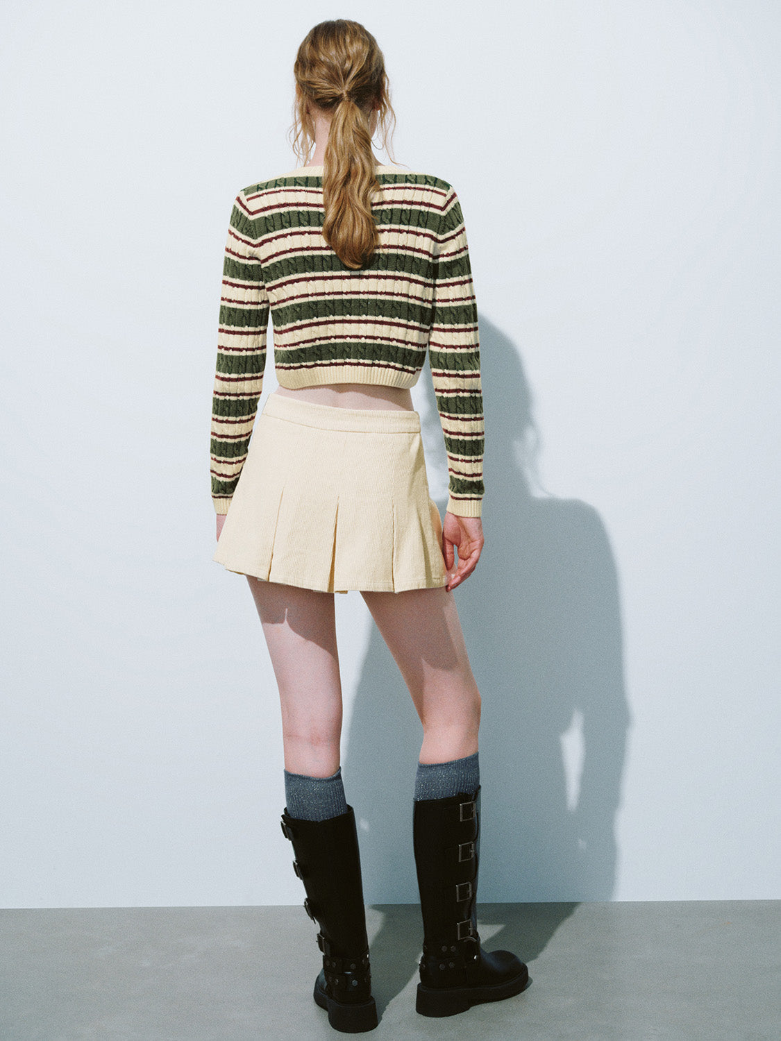 Striped Crew Neck Knitted Cardigans