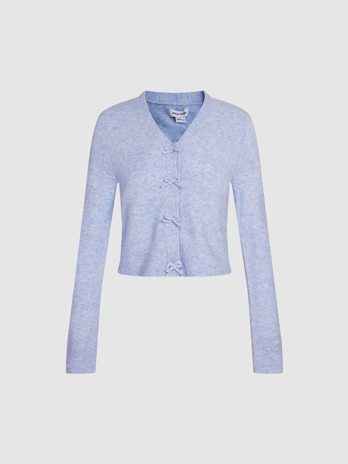 Cropped Bow Decor Knitted Cardigans