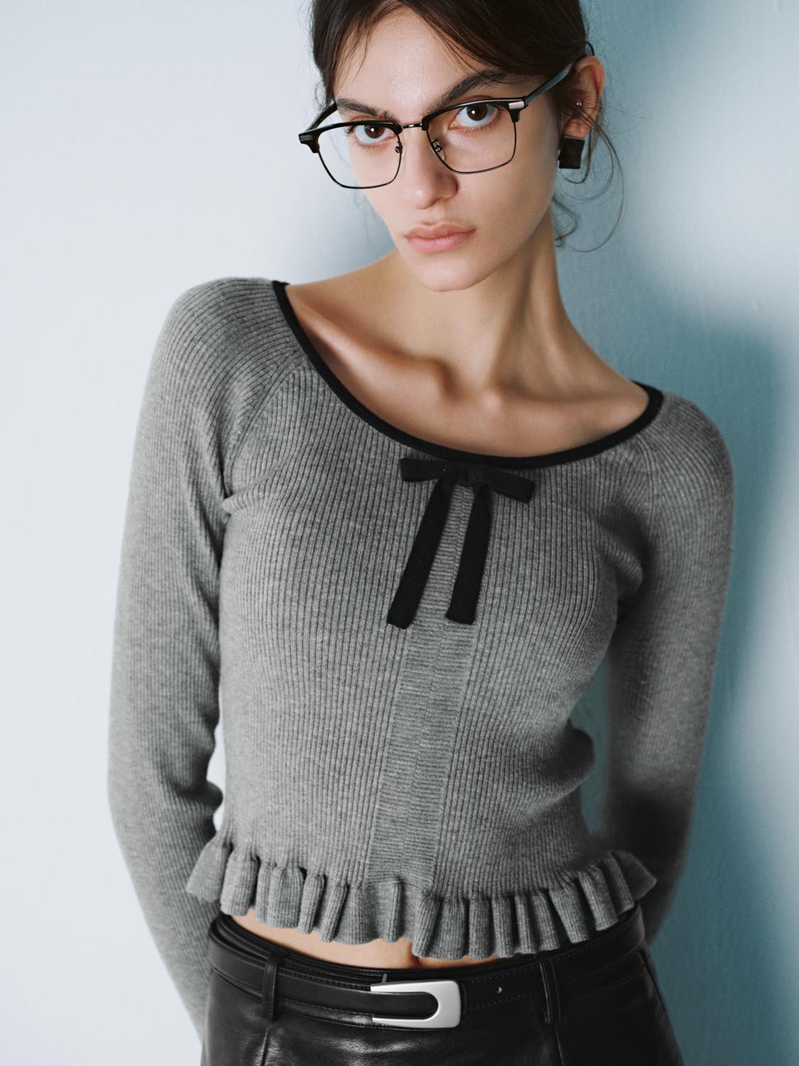 Ruffle Hem Knitted T-Shirts