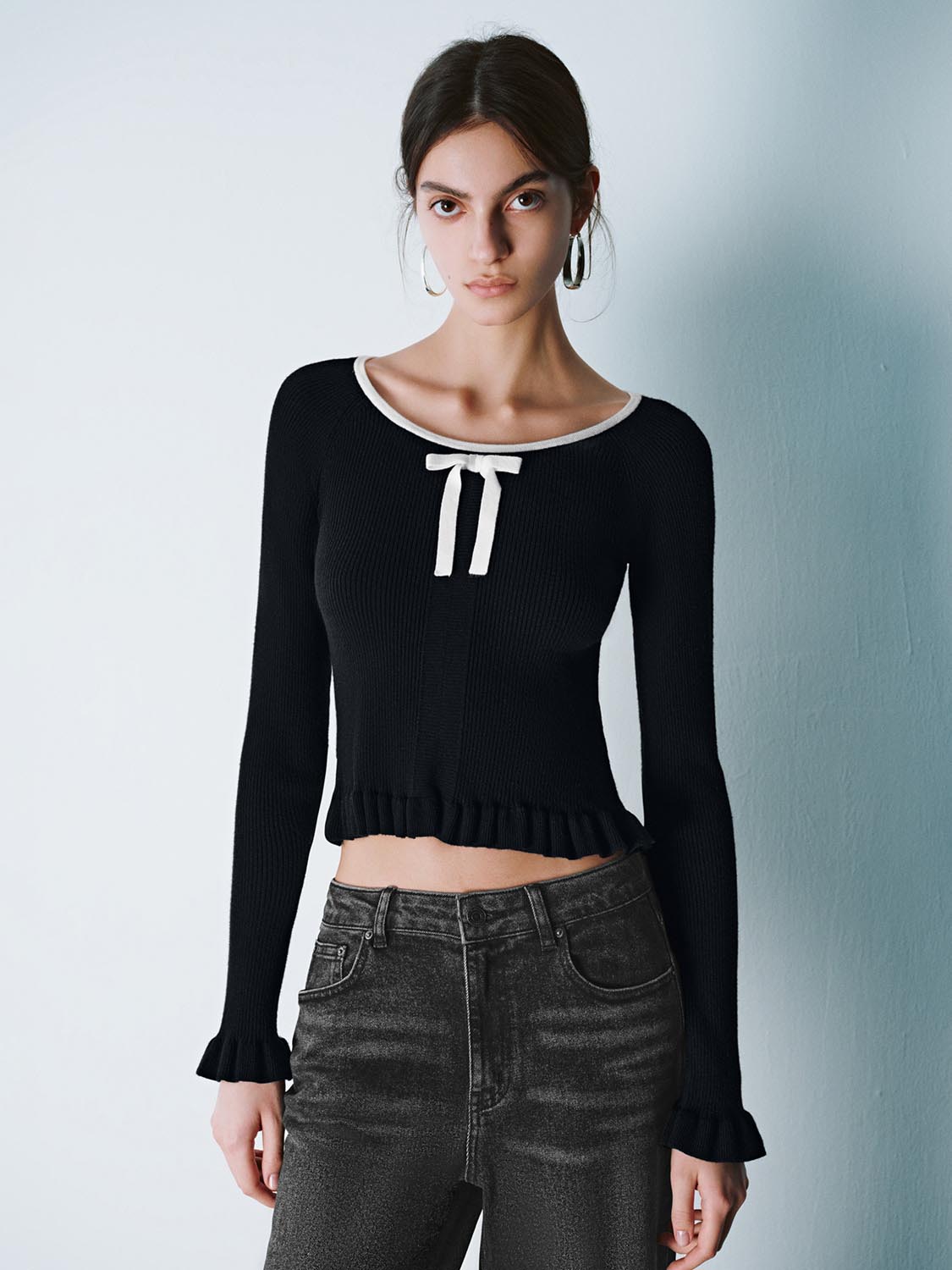 Ruffle Hem Knitted T-Shirts