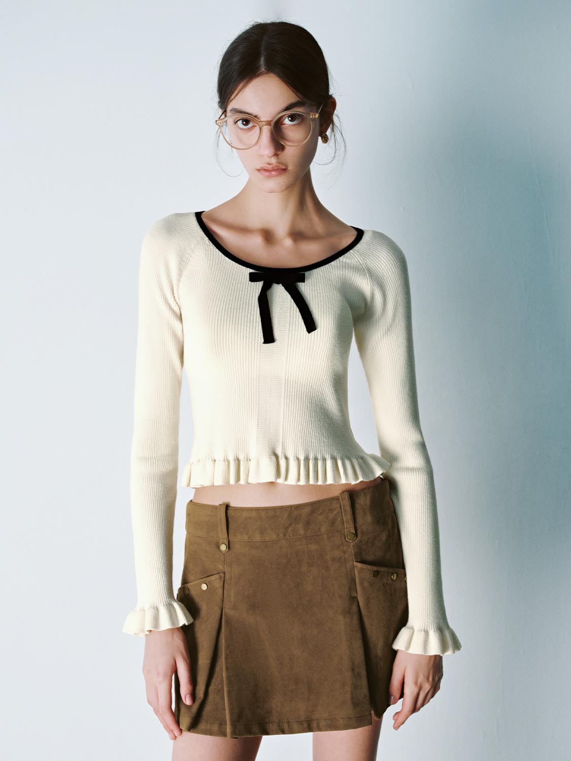 Ruffle Hem Knitted T-Shirts
