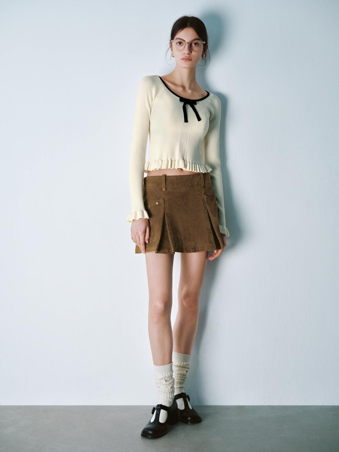Ruffle Hem Knitted T-Shirts