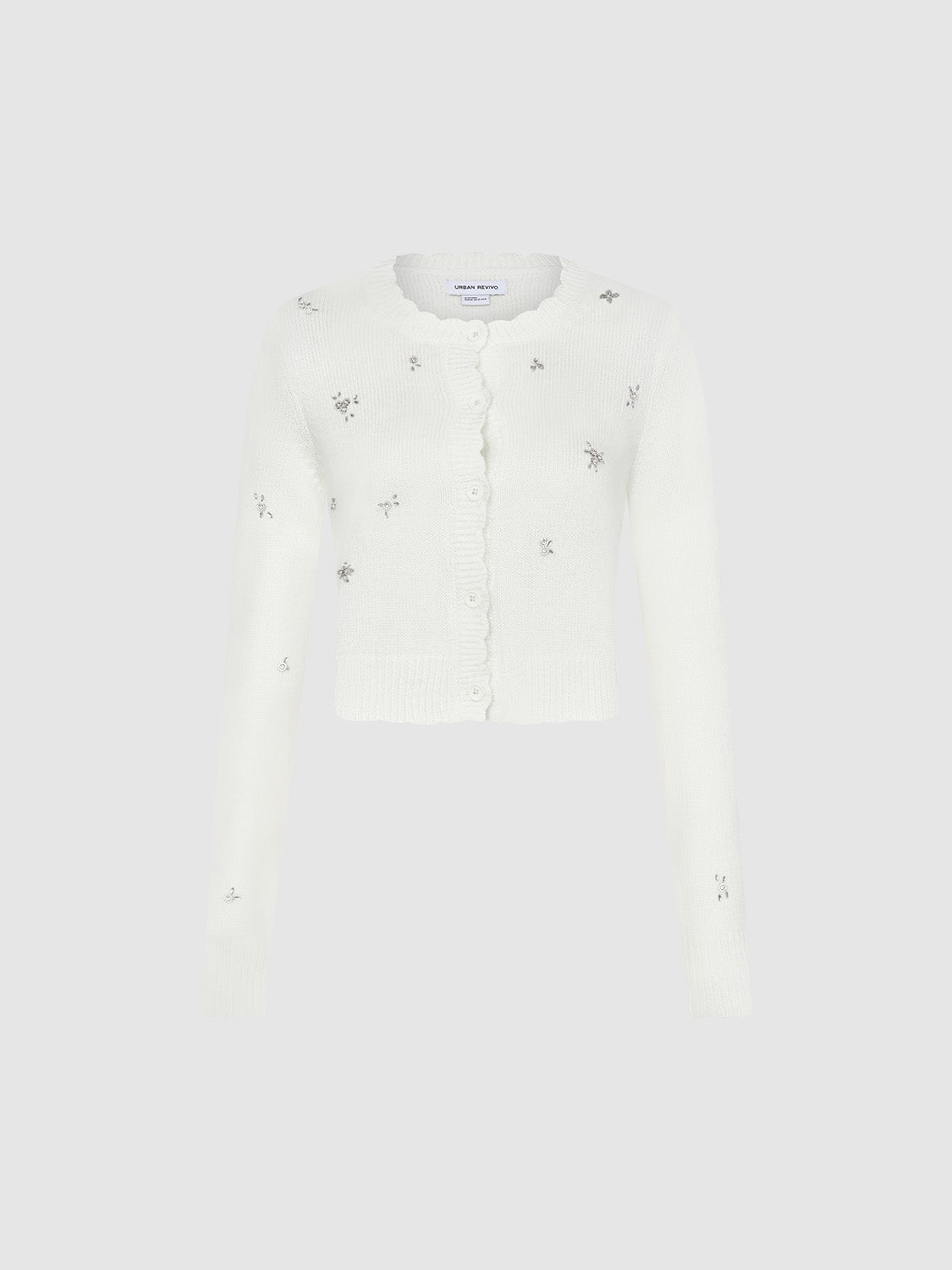 Rhinestone Cropped Knitted Cardigans