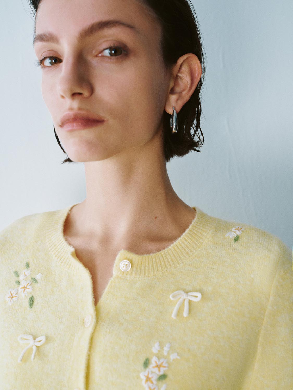 Flower Decor Knitted Cardigans