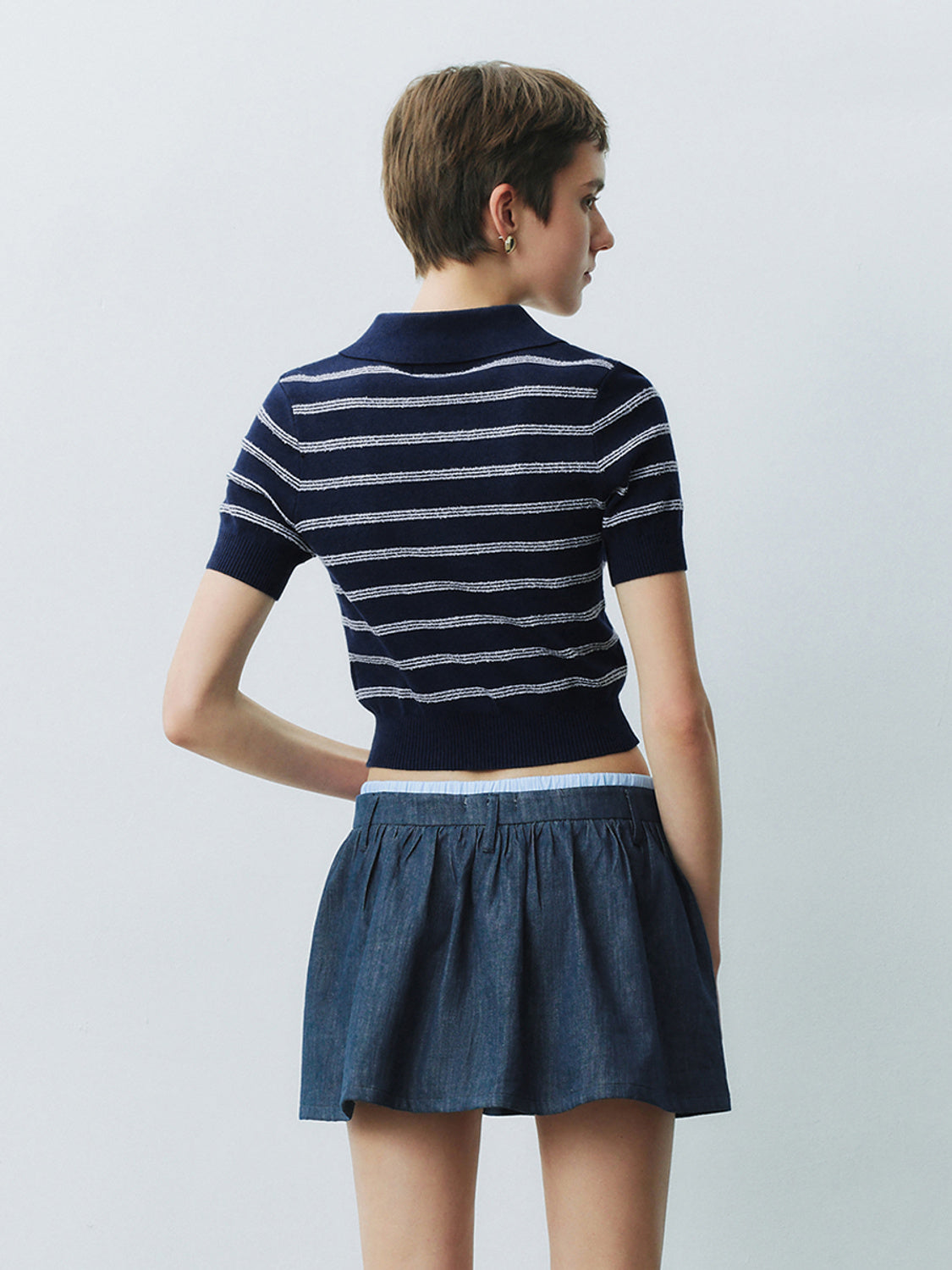 Striped Cropped Knitted T-Shirts
