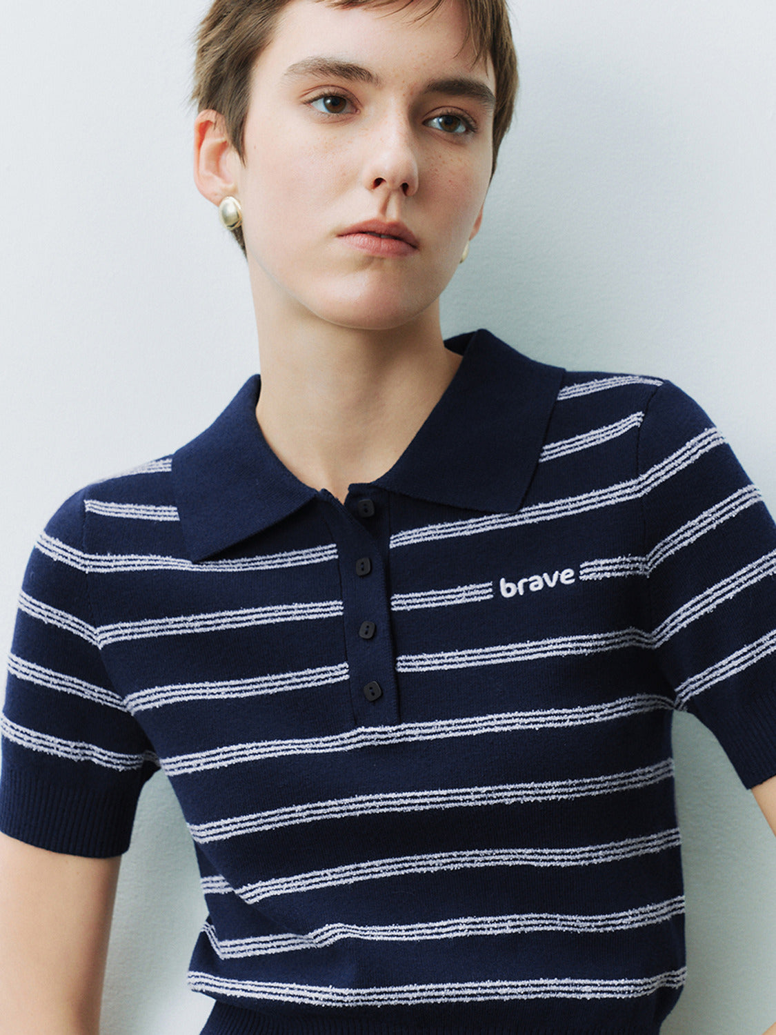 Striped Cropped Knitted T-Shirts
