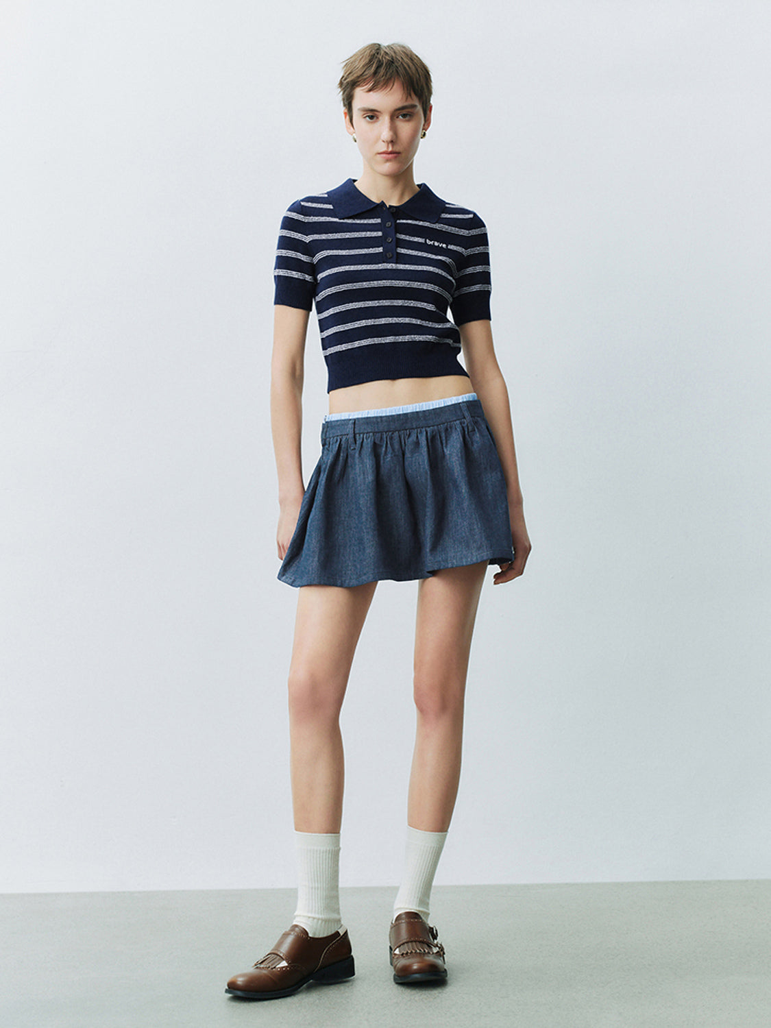 Striped Cropped Knitted T-Shirts