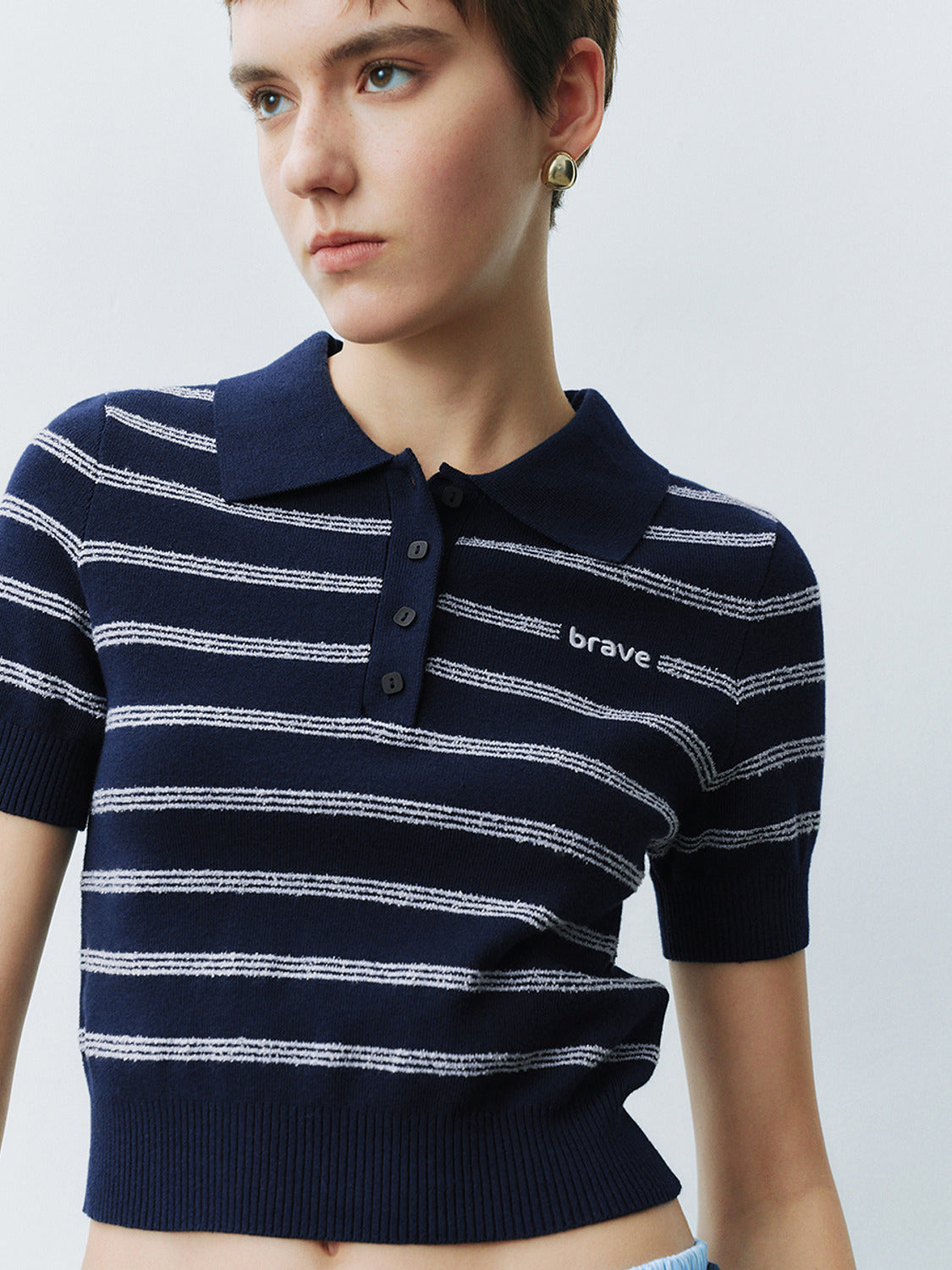 Striped Cropped Knitted T-Shirts