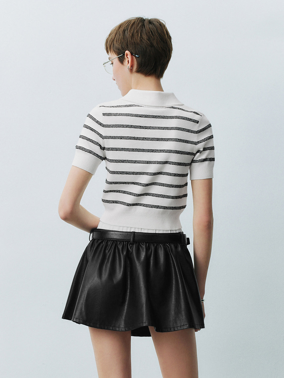 Striped Cropped Knitted T-Shirts
