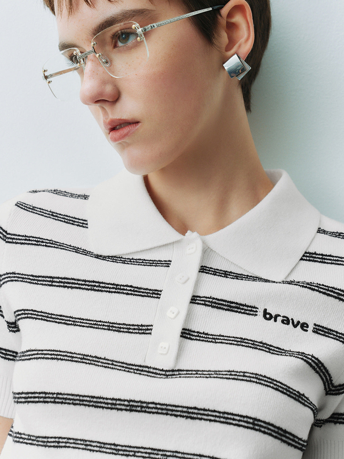 Striped Cropped Knitted T-Shirts