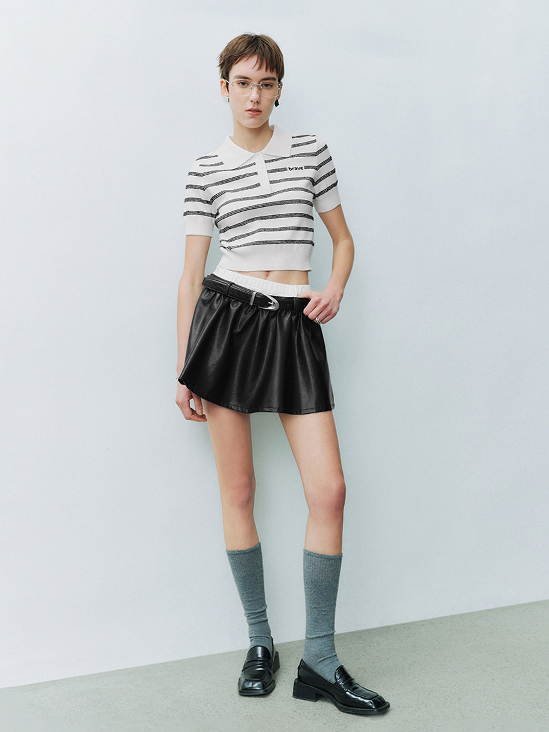 Striped Cropped Knitted T-Shirts