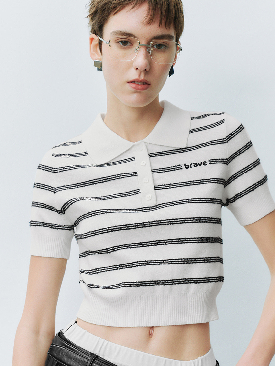 Striped Cropped Knitted T-Shirts
