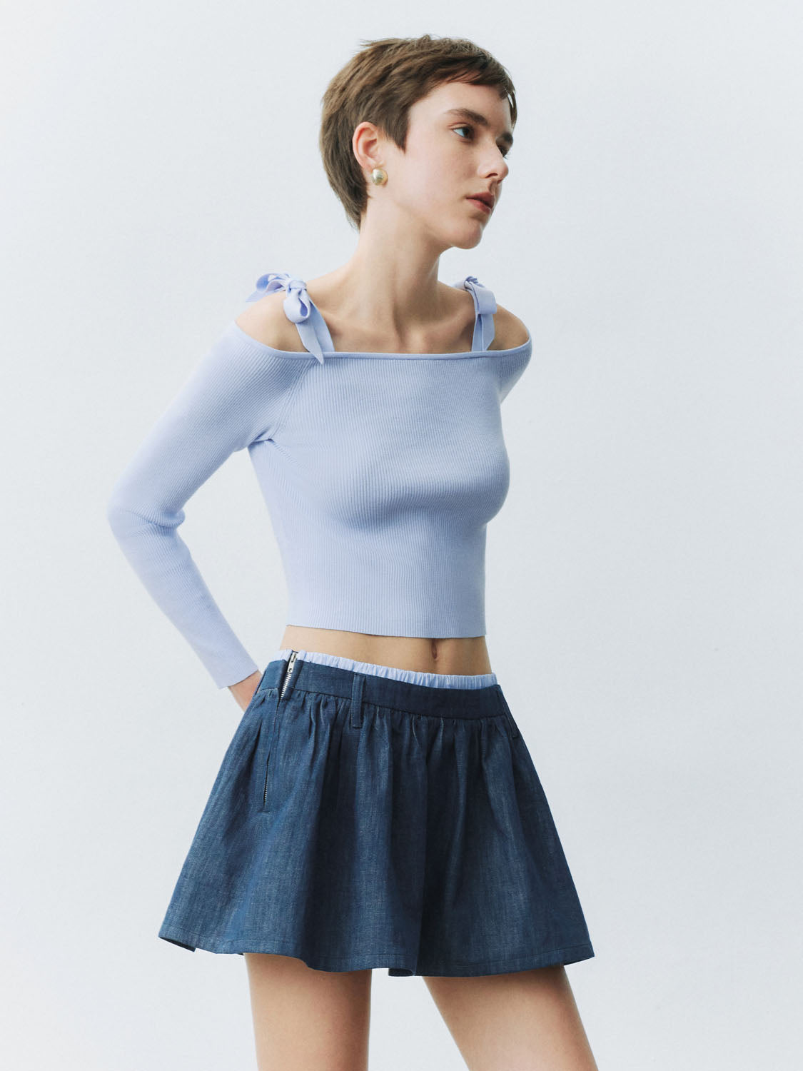 One Shoulder Knitted T-Shirts