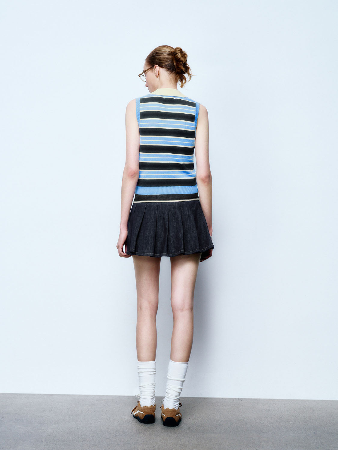 Sleeveless Striped Knitted T-Shirts