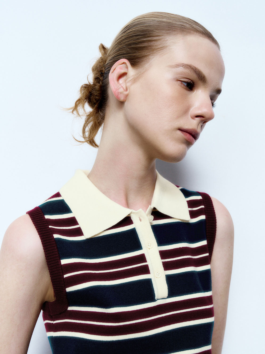 Sleeveless Striped Knitted T-Shirts