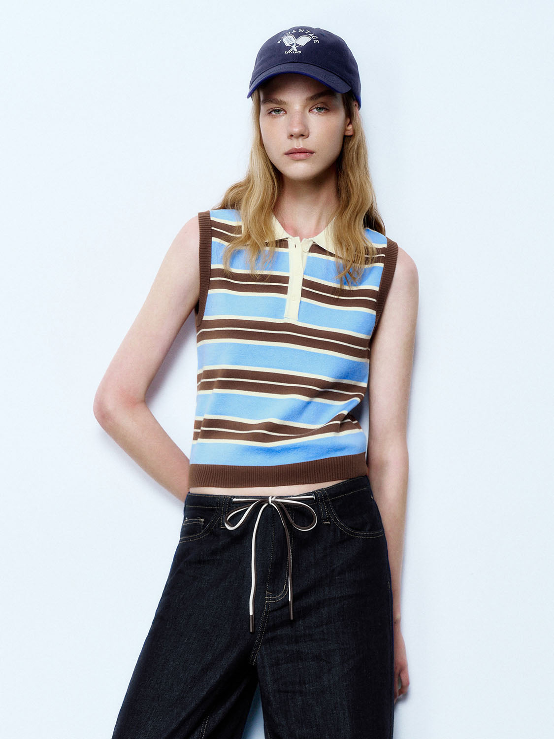 Sleeveless Striped Knitted T-Shirts