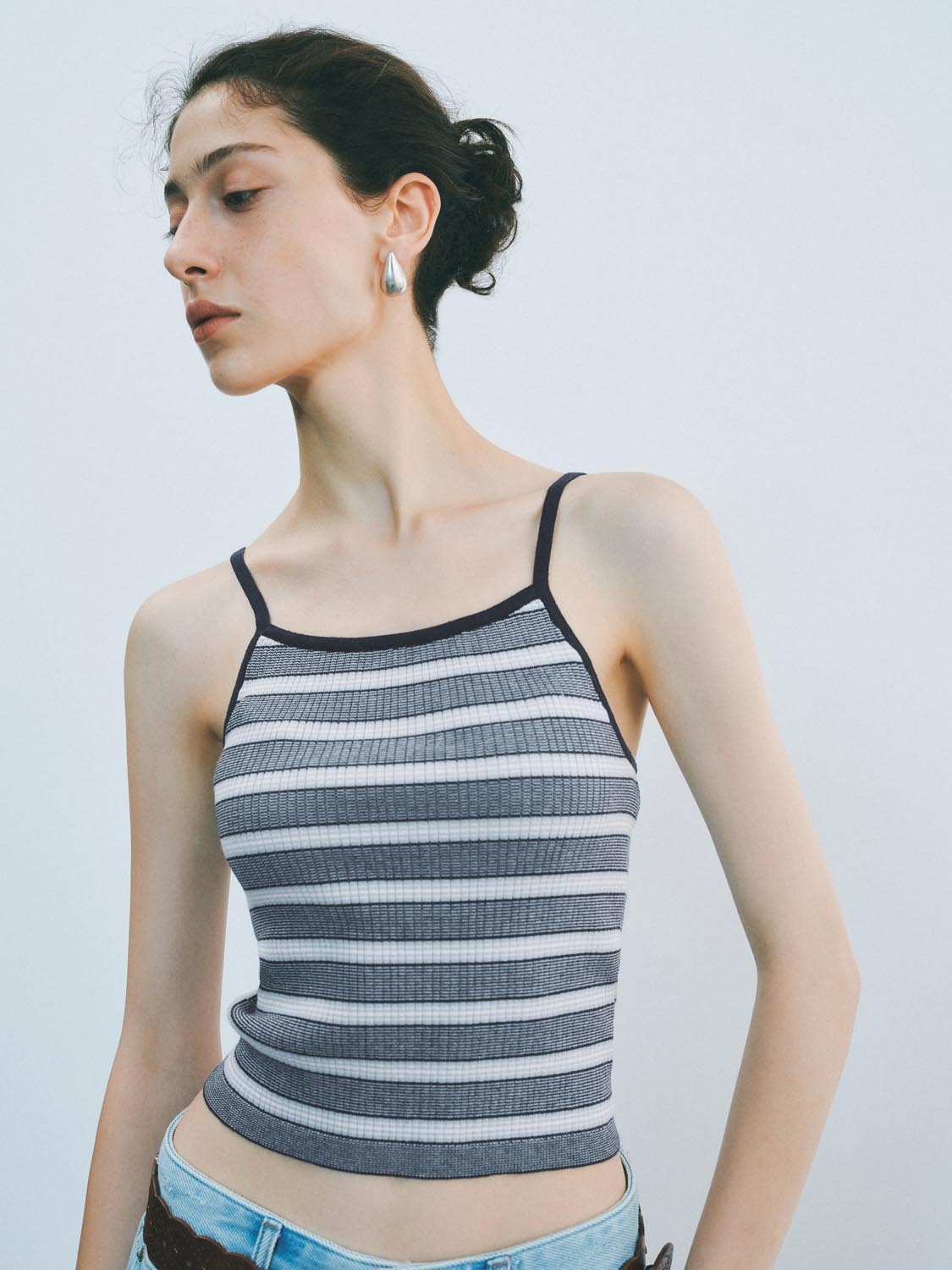 Knitted Stripe Strap Tops