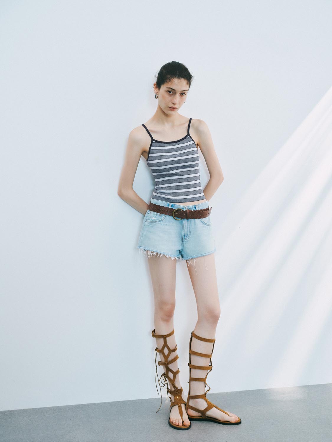 Knitted Stripe Strap Tops