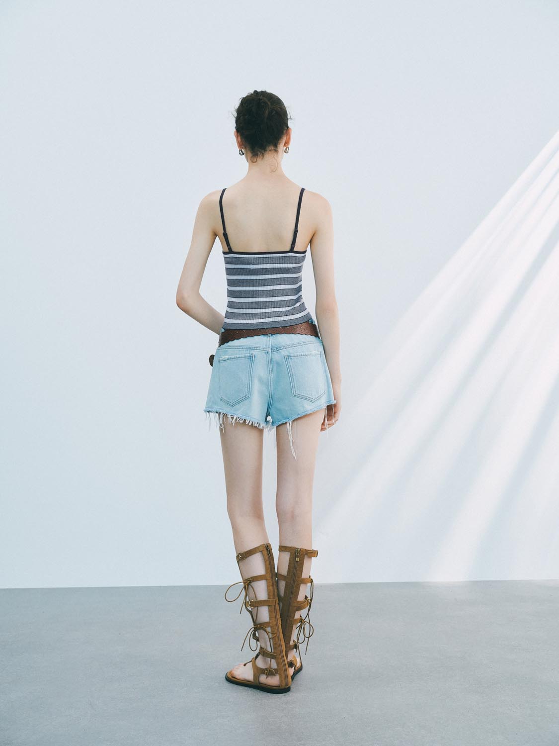Knitted Stripe Strap Tops