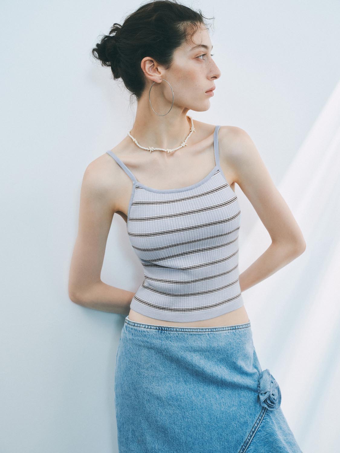 Knitted Stripe Strap Tops