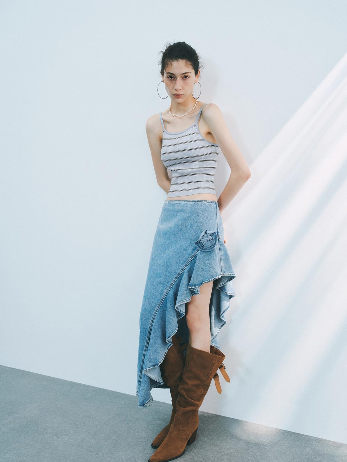 Knitted Stripe Strap Tops