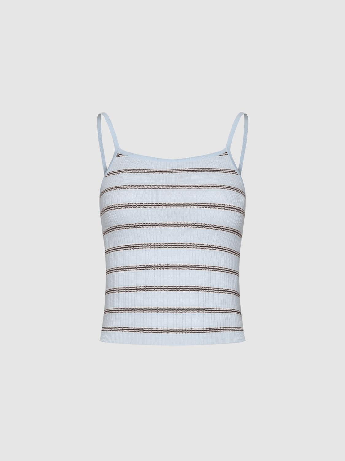 Knitted Stripe Strap Tops