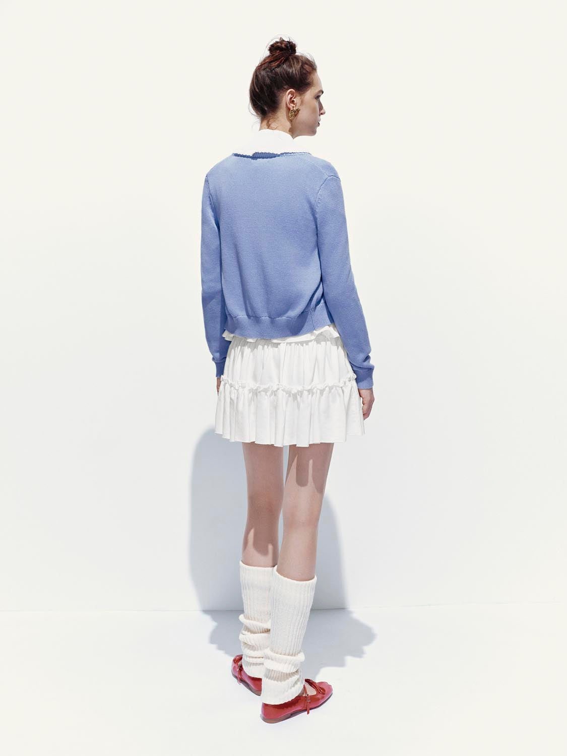 Printed Crew Neck Knitted Cardigans