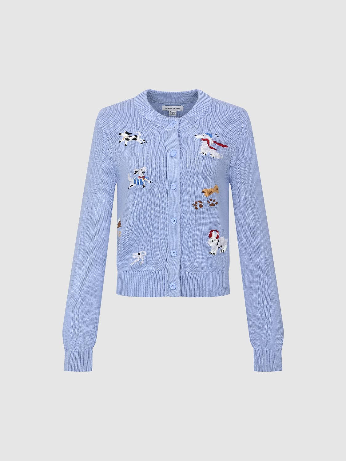 Printed Crew Neck Knitted Cardigans