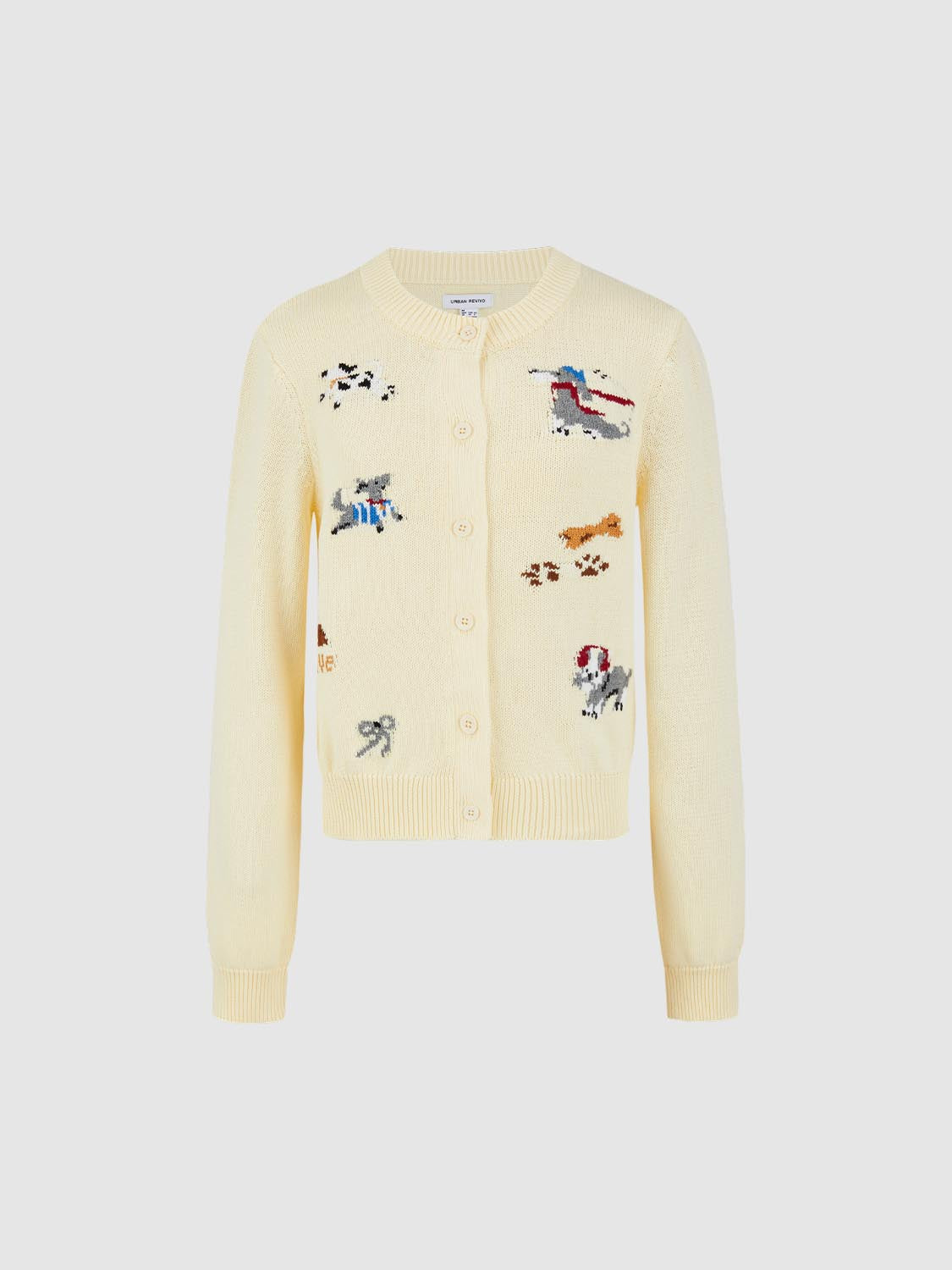 Printed Crew Neck Knitted Cardigans