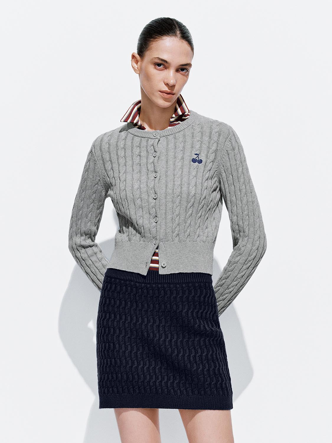 Embroidered Cable Knitted Cardigans