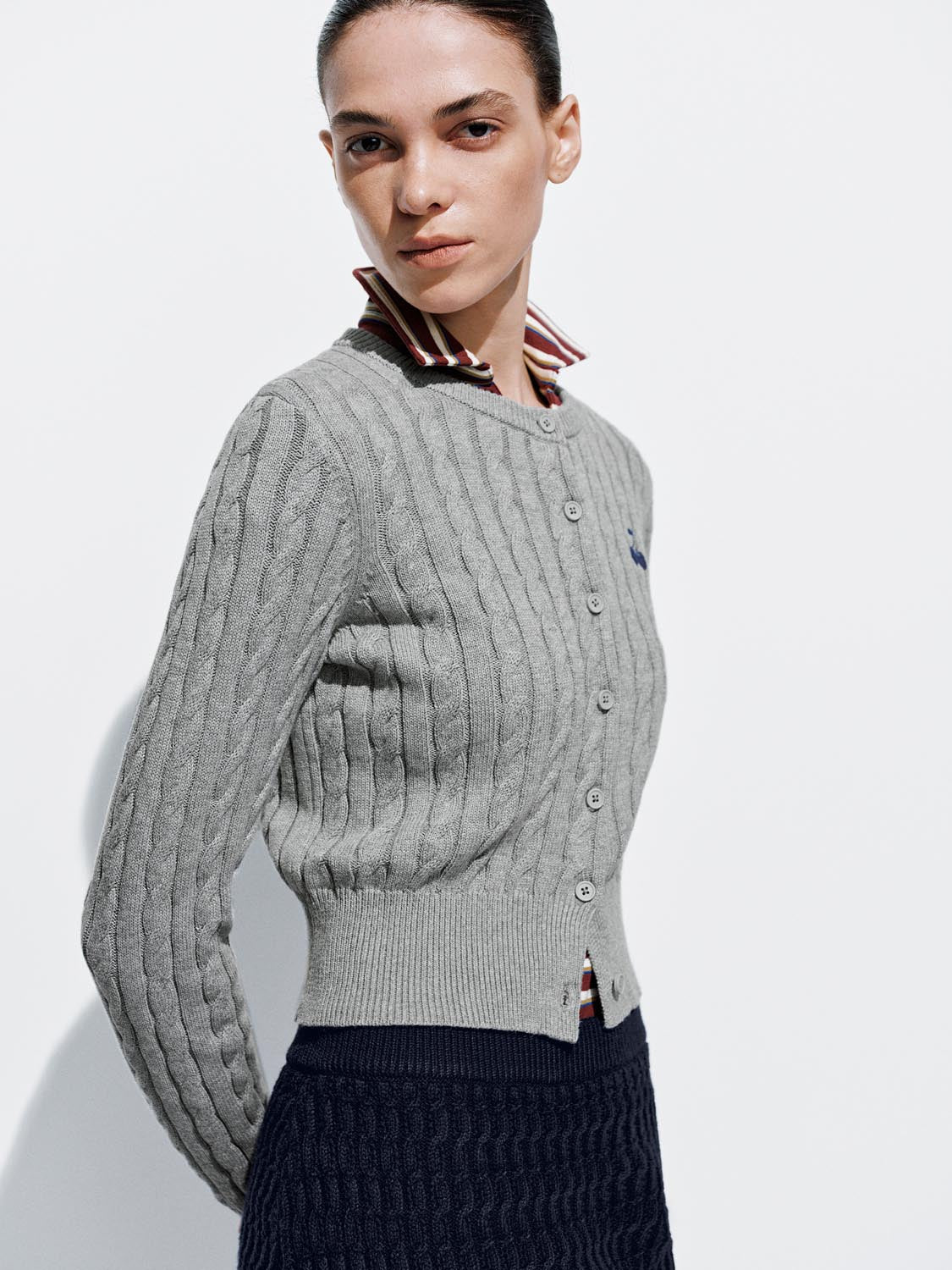 Embroidered Cable Knitted Cardigans