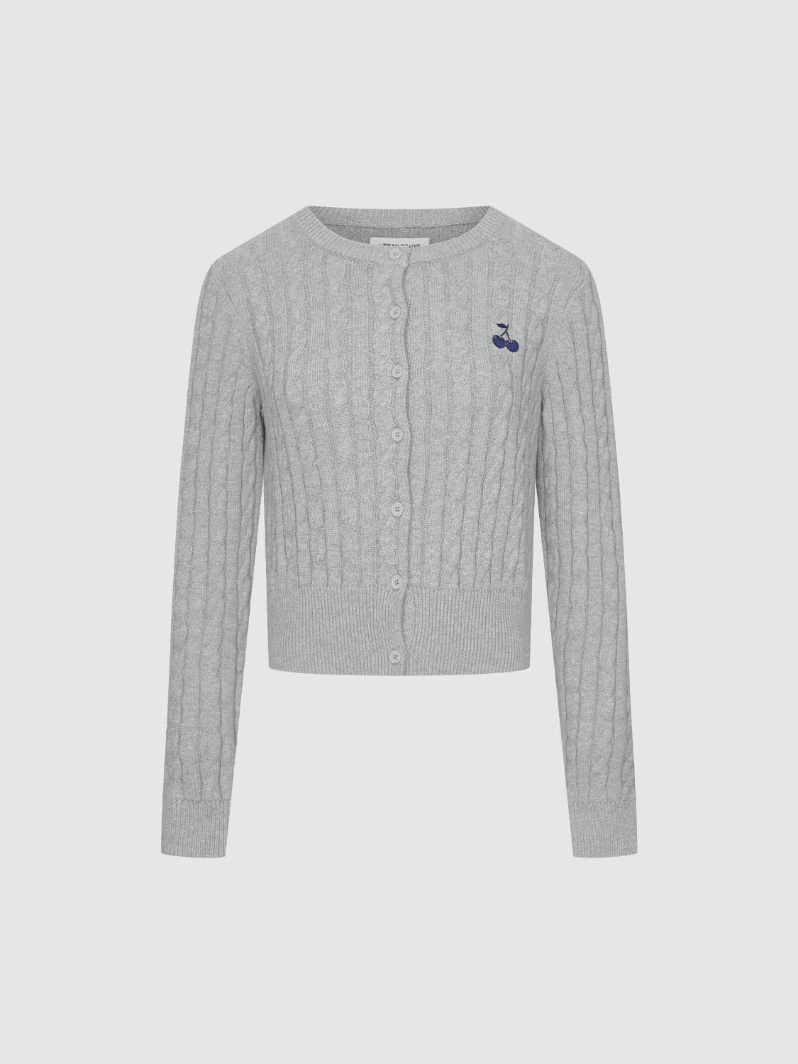 Embroidered Cable Knitted Cardigans