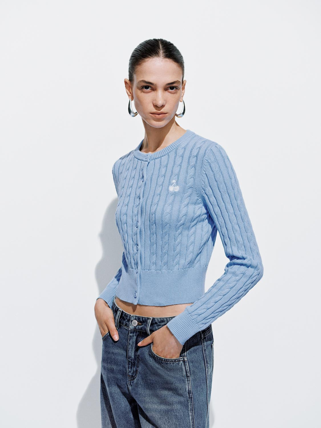 Embroidered Cable Knitted Cardigans