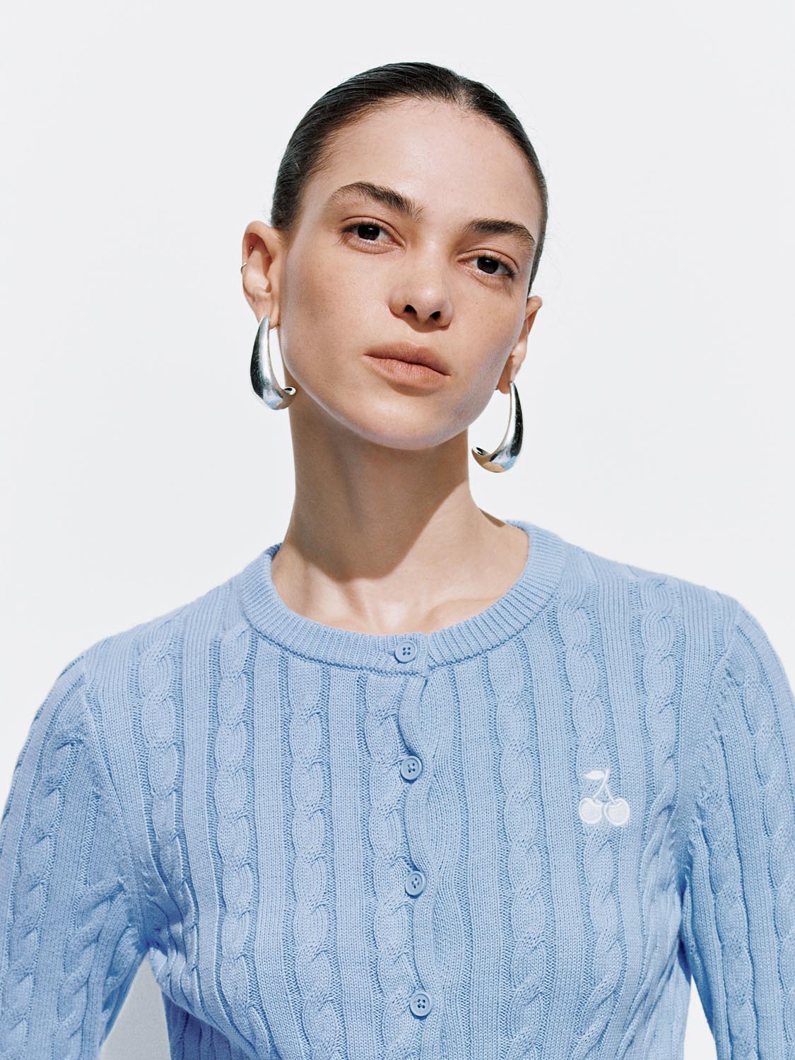 Embroidered Cable Knitted Cardigans