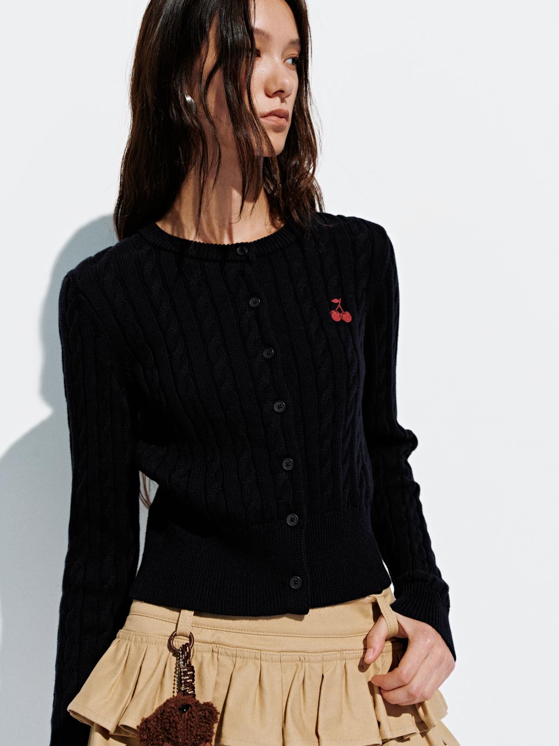 Embroidered Cable Knitted Cardigans