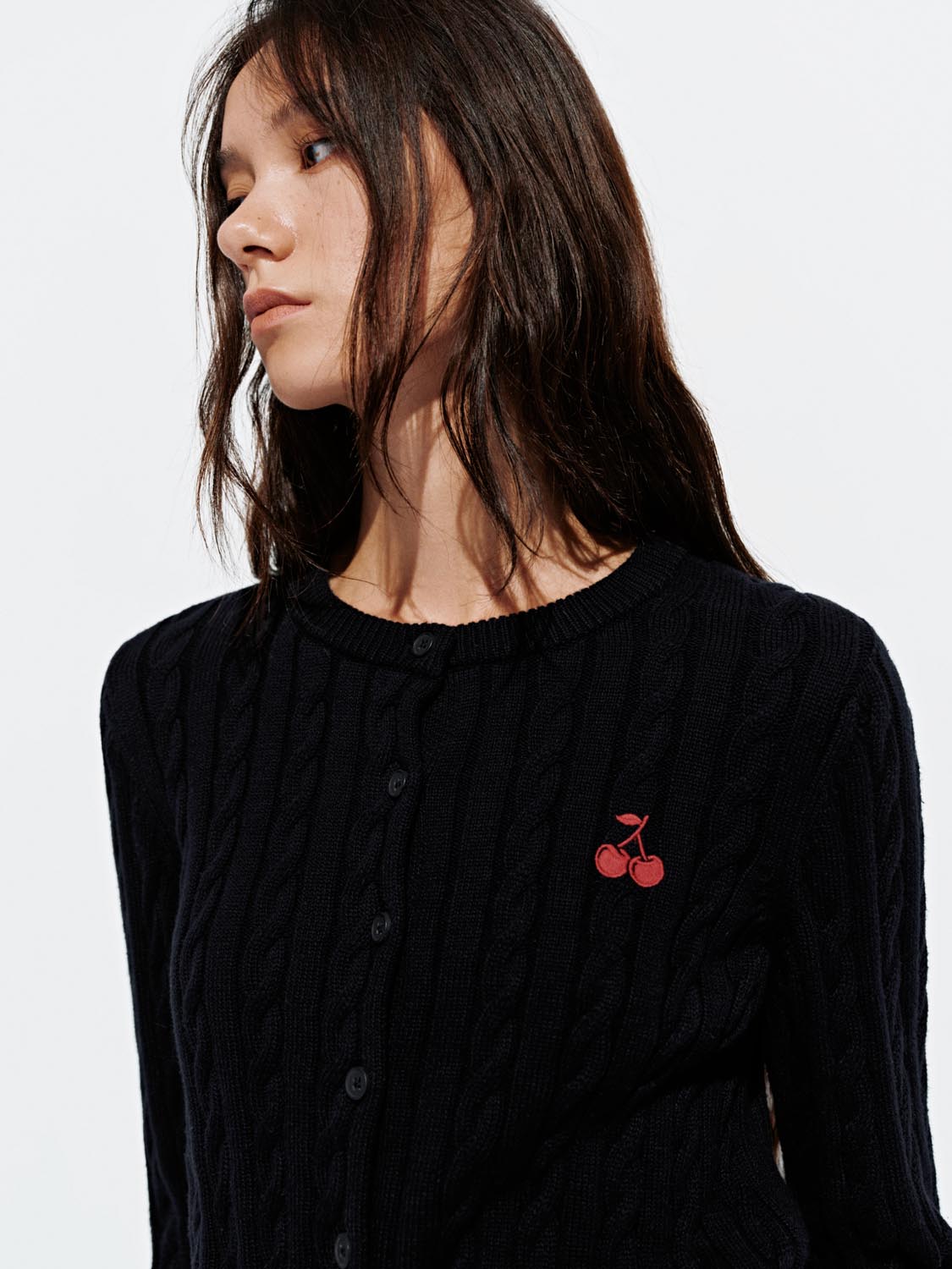 Embroidered Cable Knitted Cardigans