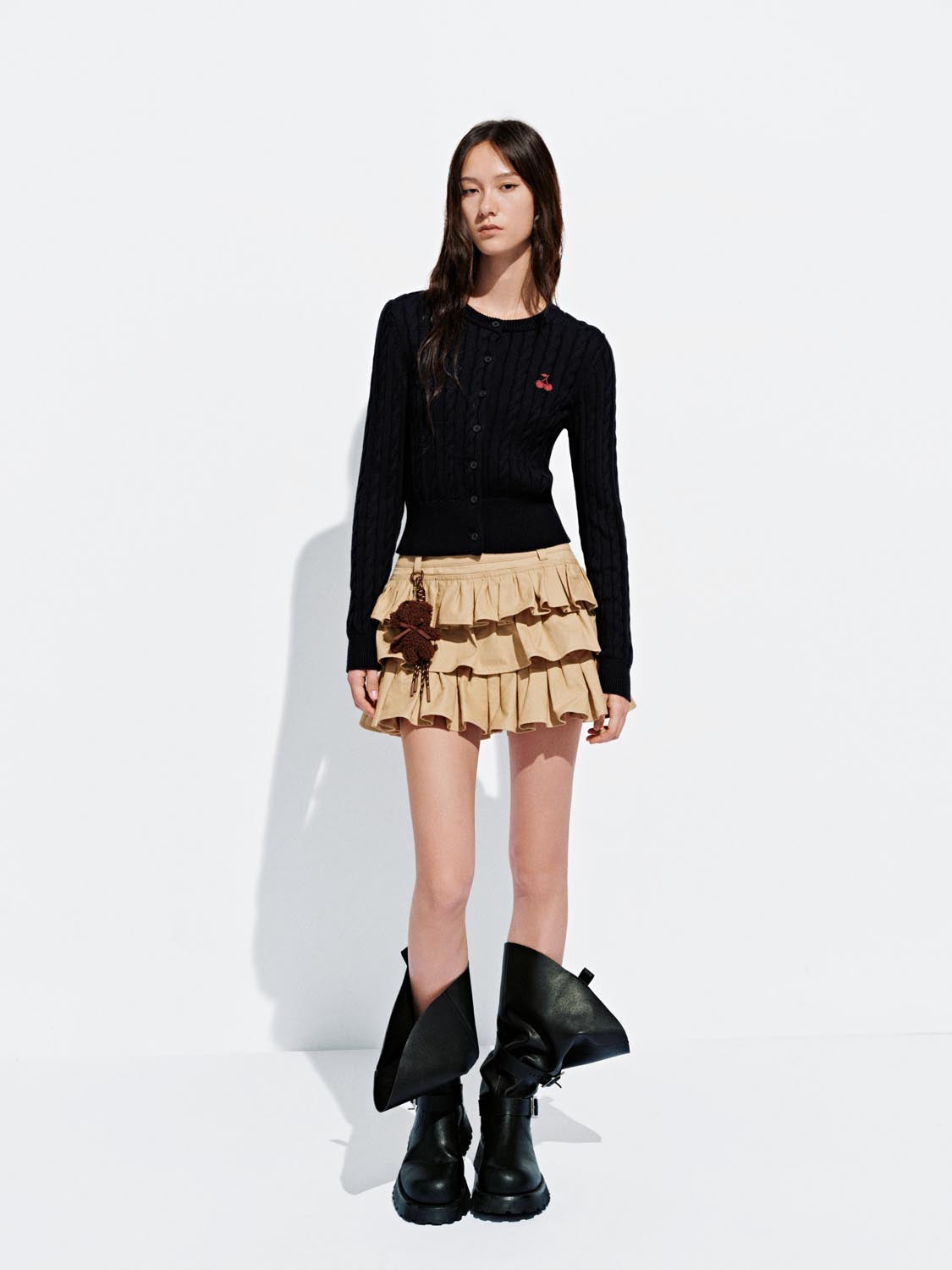 Embroidered Cable Knitted Cardigans