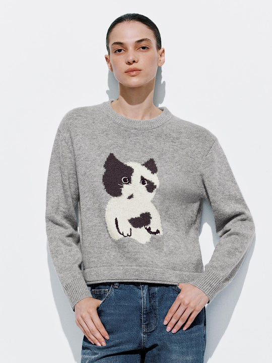 Kitten Long Sleeve Knitted T-Shirts