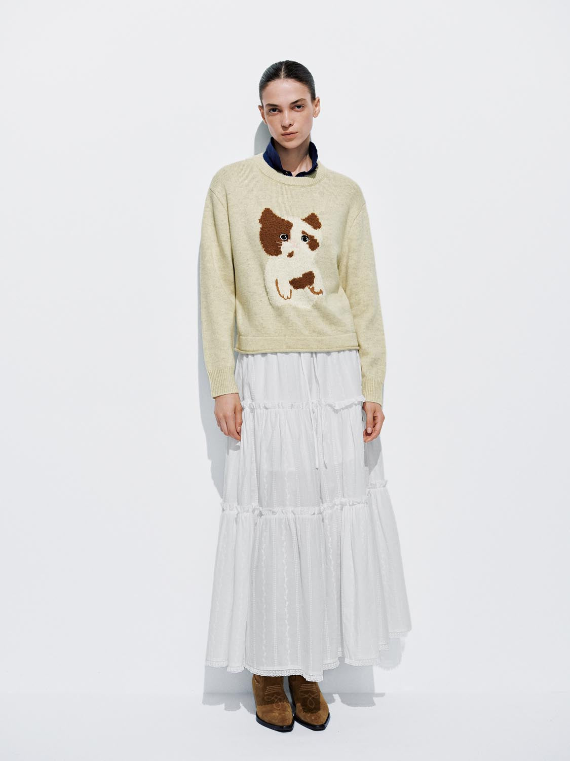 Kitten Long Sleeve Knitted T-Shirts