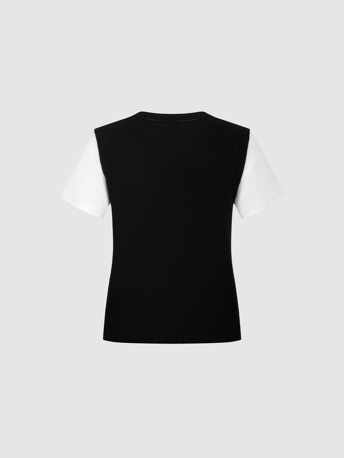 2 In 1 Contrast Knitted T-Shirts