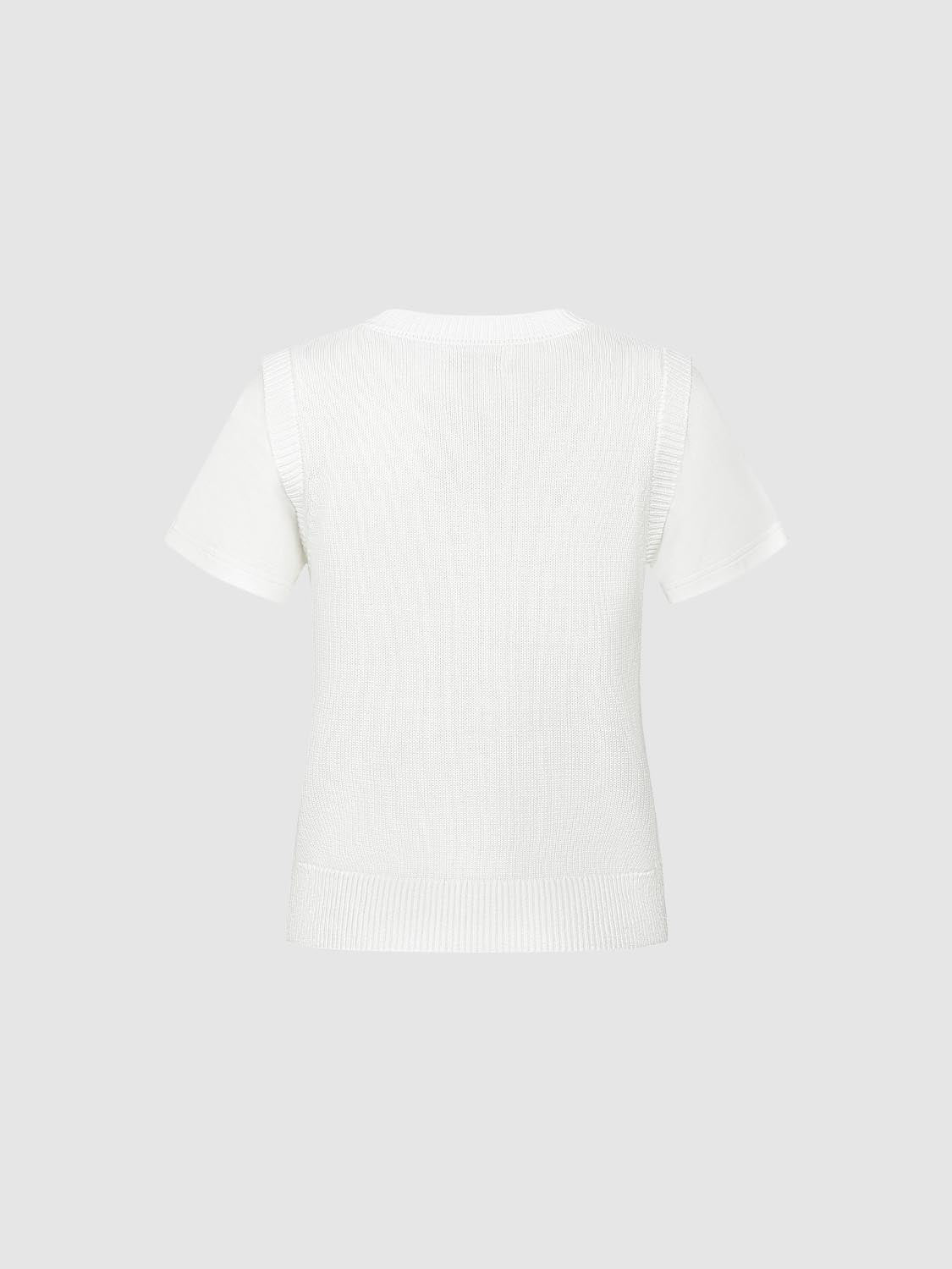 2 In 1 Contrast Knitted T-Shirts