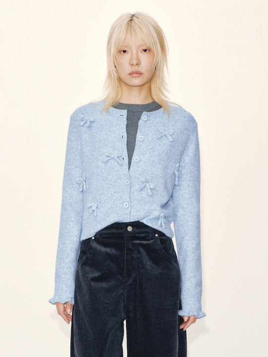 Bow Embellished Knitted Cardigans