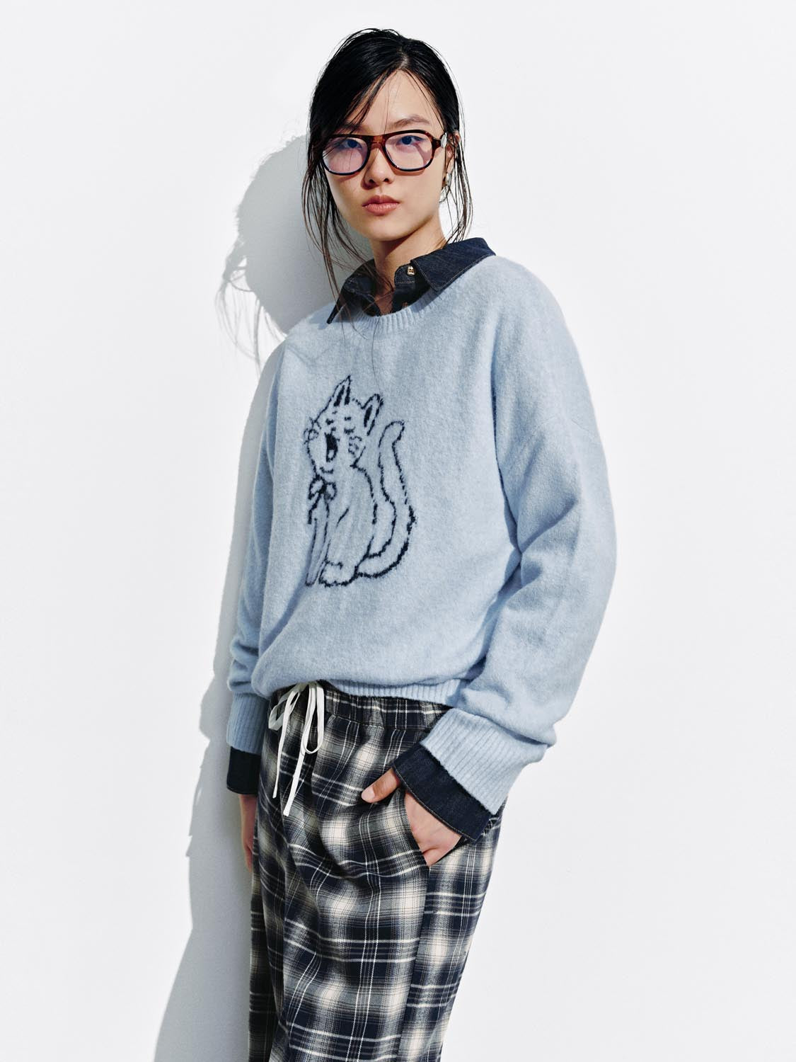 Intarsia Long Sleeve Knitted T-Shirts