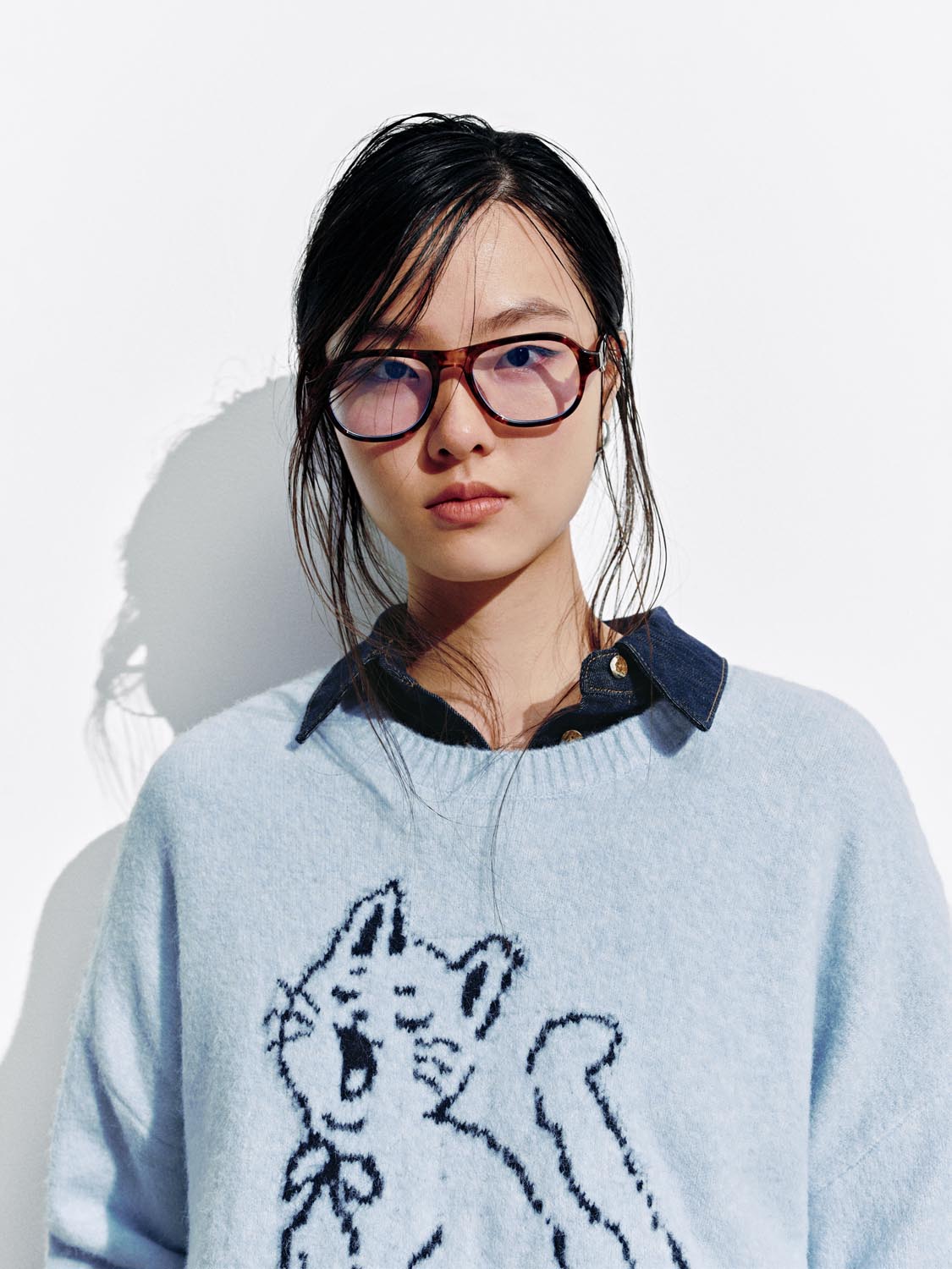 Intarsia Long Sleeve Knitted T-Shirts